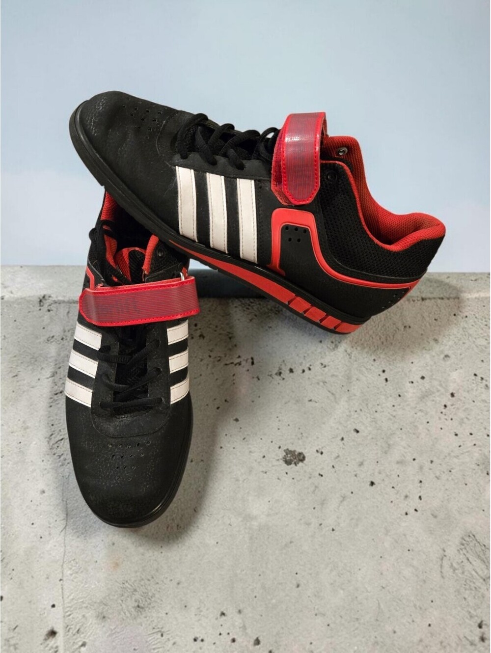 Adidas Powerlift Weightlifting Shoes Q33821 Black Red White Men's Size 9